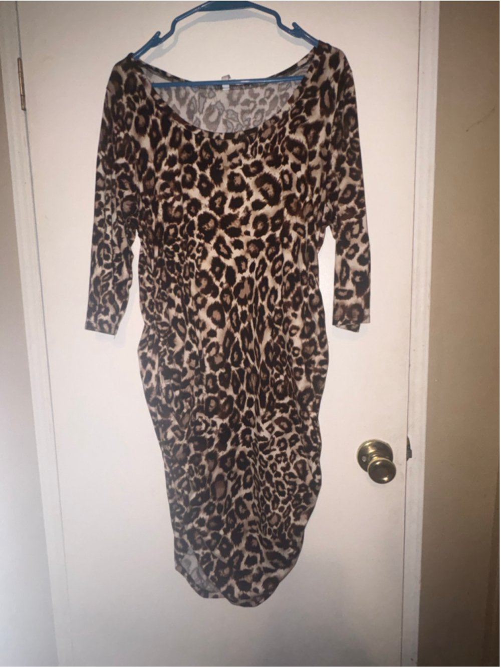 Women's Piphany Leopard Print Midi Dress Size L Brown Black